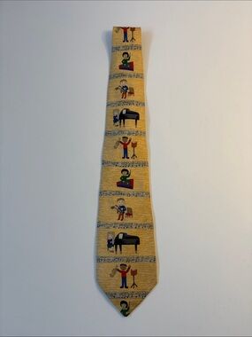 Men's Yellow Musical Novelty Tie - silk -481sku